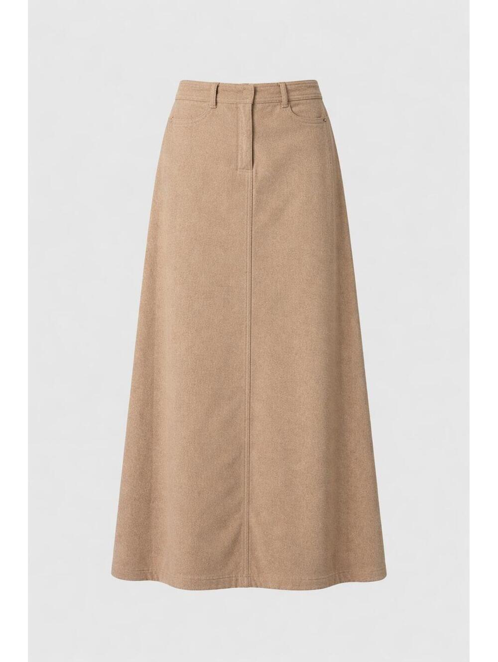 Vintage 90s Wool A-Line Maxi Skirt Camel High Waist Size 12 (32” Waist)